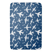 ネイビーブルー航空機パターン バスマット (正面縦)