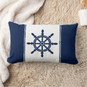 ネイビーブルー船のホイールランバーピロー ランバークッション (ブランケット)