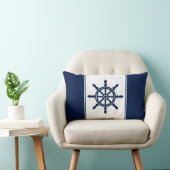 ネイビーブルー船のホイールランバーピロー ランバークッション (椅子)