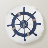 ネイビーブルー船輪丸枕 ラウンドクッション (裏面)