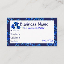 ネイビーブルー花デザイナー名刺 割引カード