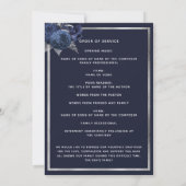 ネイビーブルー花模様銀写真葬儀プログラム ノートカード (裏面)