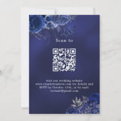 ネイビーブルー花QRコードRSVP 結婚's 招待状 (裏面)