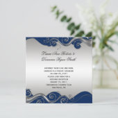 ネイビーブルー華美シルバースワール結婚ズの有名人 招待状 (スタンド正面)