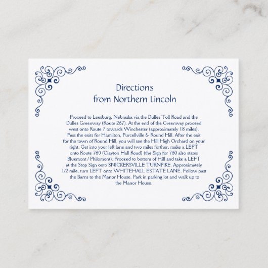 ネイビーブルー華美スワール詳細エンクロージャカード | エンクロージャーカード (裏面)