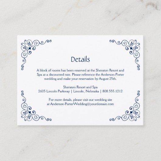 ネイビーブルー華美スワール詳細エンクロージャカード | エンクロージャーカード (正面)