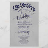 ネイビーブルー葉結婚式 プログラムオングレイ (正面)