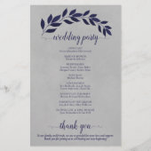 ネイビーブルー葉結婚式 プログラムオングレイ (裏面)