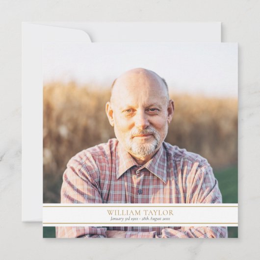 ネイビーブルー葬儀お祝いのライフフォトスクエア 招待状 (裏面)