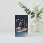 ネイビーブルー葬儀記念祈りの言葉フォトカード 名刺 (スタンド正面)
