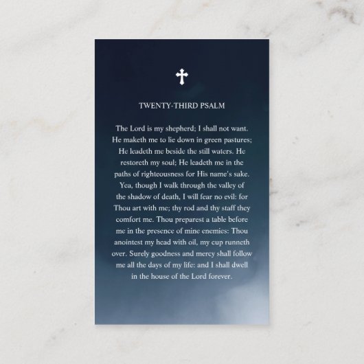 ネイビーブルー葬儀記念祈りの言葉フォトカード 名刺 (裏面)