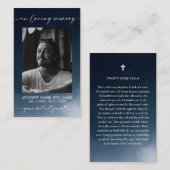 ネイビーブルー葬儀記念祈りの言葉フォトカード 名刺 (正面/裏面)