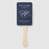 ネイビーブルー行先結婚式パスポートプログラム ハンドファン (正面)