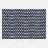 ネイビーブルー装飾ハート ラッピングペーパーシート (正面2)