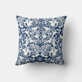 ネイビーブルー装飾フローラダマスクパターン クッション (裏面)