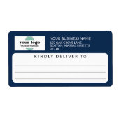 ネイビーブルー親切にロゴ出荷に配信 ラベル (正面)