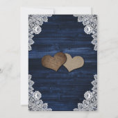 ネイビーブルー赤面ウッドレースメイスンジャー結婚フローラ 招待状 (裏面)