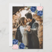 ネイビーブルー赤面ウッドレース結婚フローラの写真 セーブザデート (裏面)