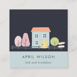 ネイビーブルー赤面ガーデンホームステイベッド&ブレックファースト スクエア名刺