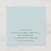 ネイビーブルー赤面ガーデンホームステイベッド&ブレックファースト スクエア名刺 (裏面)