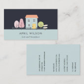 ネイビーブルー赤面ガーデンホームステイベッド&ブレックファースト 名刺 (正面/裏面)