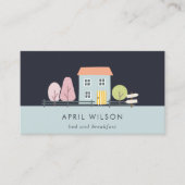ネイビーブルー赤面ガーデンホームステイベッド&ブレックファースト 名刺 (正面)