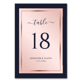 ネイビーブルー赤面バラ結婚金ゴールド テーブルナンバー