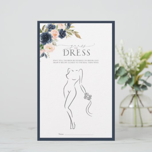 ネイビーブルー赤面ピンクウォーターカラーブライダルシャワーゲーム (スタンド正面)