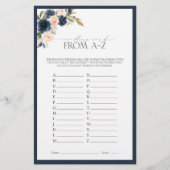 ネイビーブルー赤面ピンクウォーターカラーブライダルシャワーゲーム (正面)