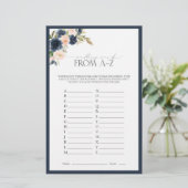 ネイビーブルー赤面ピンクウォーターカラーブライダルシャワーゲーム (スタンド正面)