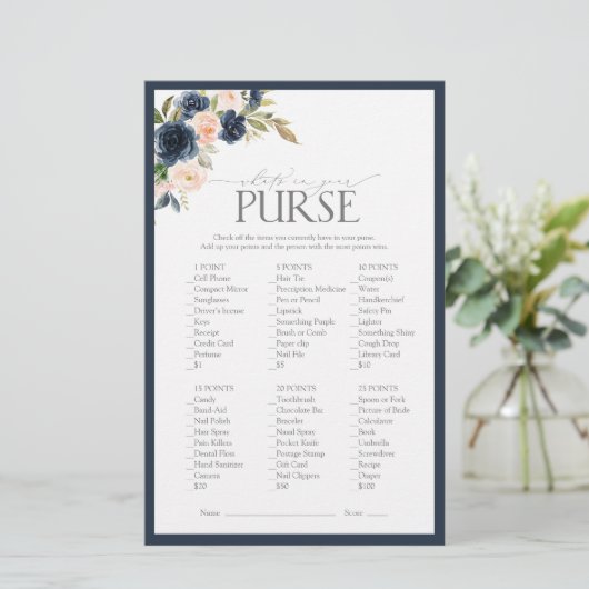 ネイビーブルー赤面ピンクウォーターカラーブライダルシャワーゲーム (スタンド正面)