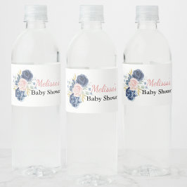 ネイビーブルー赤面ピンクカスタムフローラ ペットボトルラベル