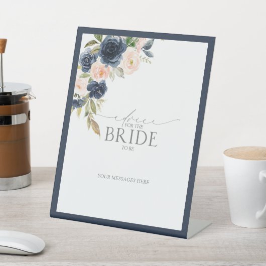 ネイビーブルー赤面ピンクフローラアドバイストゥザブライド 台座サイン (インサイチュ)