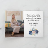 ネイビーブルー赤面ピンクフローラ写真 サンキューカード (内部)