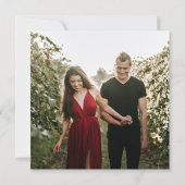 ネイビーブルー赤面ピンクフローラ水彩写真 招待状 (裏面)