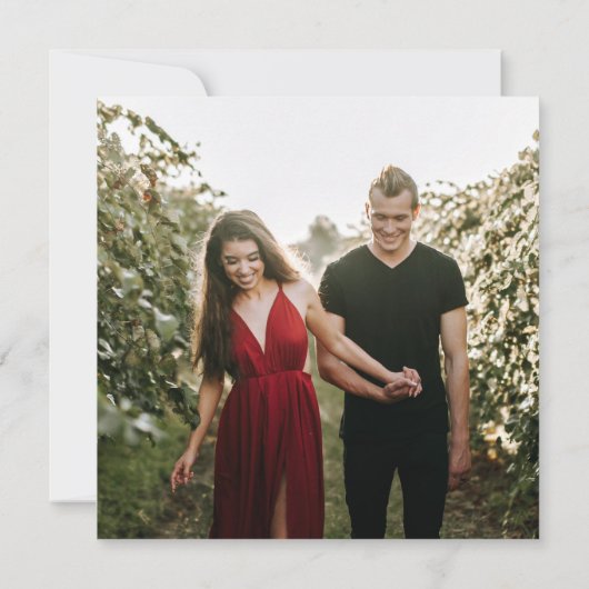 ネイビーブルー赤面ピンクフローラ水彩写真 招待状 (裏面)