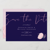 ネイビーブルー赤面ピンクロセゴ結婚ルドの予算 (正面/裏面)