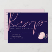 ネイビーブルー赤面ピンクロセゴ結婚ルドの予算 ポストカード (正面/裏面)