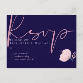 ネイビーブルー赤面ピンクロセゴ結婚ルドの予算 ポストカード