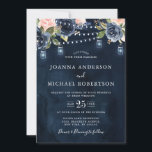 ネイビーブルー赤面ピンクローズストリングライツ結婚ズ 招待状<br><div class="desc">美しいフローラボー絵を描ホ結婚式招待状は手の水の色のフローラグラフィックス/バラの濃厚な色調のネイビーブルーと赤面ピンク/桃とメイソンジャーとストリングライトを特徴とする。カスタマイズに関して連絡は救済私に連絡してくださいもし。または、このデザインを使用して他の製品が必要。</div>