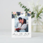 ネイビーブルー赤面ピンクローズストリングライト写真 案内ポストカード (スタンド正面)