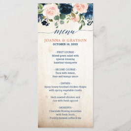 ネイビーブルー赤面ピンクローズフローラボホ結婚ズ メニュー