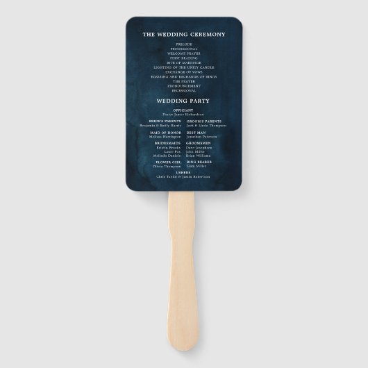 ネイビーブルー赤面ピンクローズボタニカル ハンドファン (裏面)