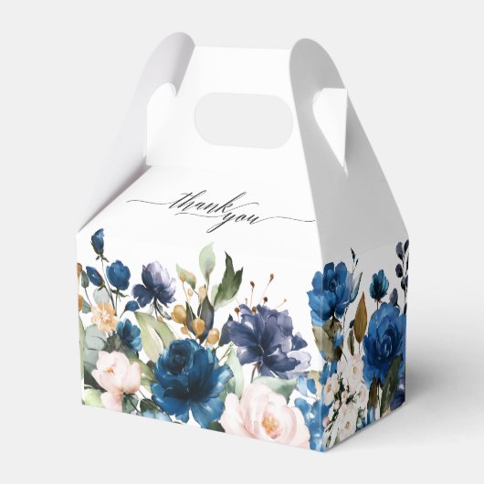 ネイビーブルー赤面ピンクローズボタニッ結婚クス フェイバーボックス (正面サイド)