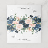 ネイビーブルー赤面ピンクローズボタニッ結婚クス プレイスカード (外部開封)