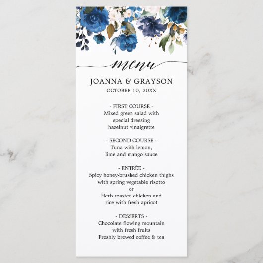 ネイビーブルー赤面ピンクローズボタニッ結婚クス メニュー (正面)