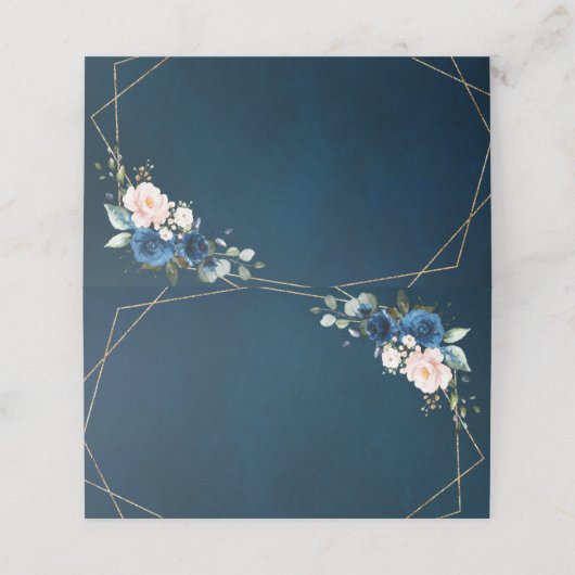 ネイビーブルー赤面ピンクローズボホジオメト結婚リカルP プレイスカード (外部開封)