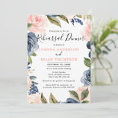 ネイビーブルー赤面ピンクローズボホリハーサルディナー 招待状 (スタンド正面)