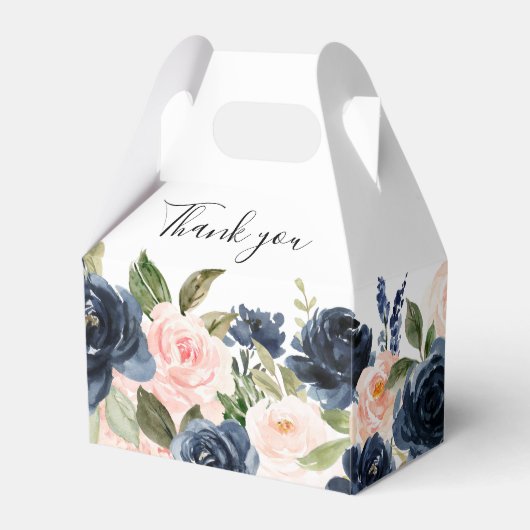 ネイビーブルー赤面ピンクローズボー結婚ホズ フェイバーボックス (正面サイド)