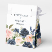 ネイビーブルー赤面ピンクローズボー結婚ホズ フェイバーボックス (裏面サイド)